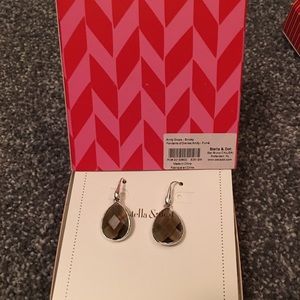 Stella and Dot-Silver/Smoky Amity Drop Earrings